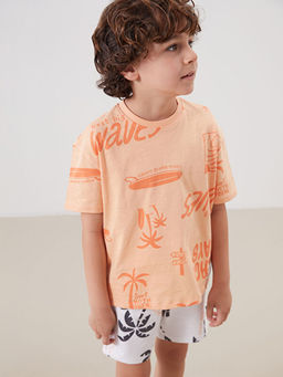 Bisiklet Yaka Bask?l? Erkek ?ocuk Ti??rt