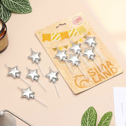 Свечи для торта 5 шт. «Воздушный шарик. Звезда». серебряные