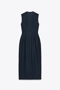 MIDI DRESS WITH LINEN BLEND BELT