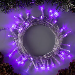 Гирлянда Нить 5 м, IP20, прозрачная нить, 50 LED, 8 режимов, 220 В, свечение фиолетовое