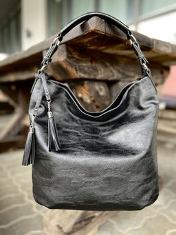 Женская сумка хобо из эко кожи 0012 Черный