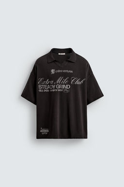 WASHED SLOGAN PRINT POLO SHIRT - Zara фото 7