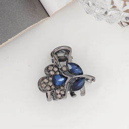 Цена за 6 шт. Крабик для волос «Роуз», цветок, 3 см, чёрный