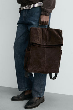 MOCHILA PIEL SOLAPA / Marr?n - Zara фото 3