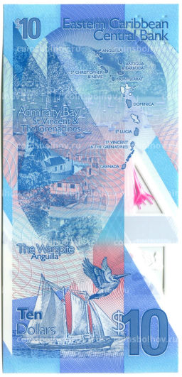 Банкнота 10 долларов 2019 года Восточные Карибы