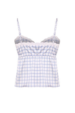 Cok Renkli Ekose Ask?l? Saten Baglama Detayl? Crop Dokuma Bluz TWOSS25BZ00056 - Trendyolmilla фото 8