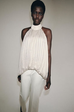 TOP HALTER PLISADO ZW COLLECTION / Perla / Beige - Zara фото 2