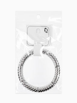 Браслет пластик на резинке "Стиль" резной, цвет серебро