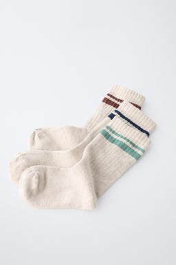 PACK TRES CALCETINES ALTOS RAYA DEPORTIVA / Beige vigor? - Zara фото 2