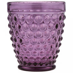 Сидней Стакан стеклянный 320мл, д8,5см, h10,3см, рельефное, цветное стекло, цвет - аметистовый (Китай) Цена указана за штуку. В коробке 6 штук. - Домашняя мода фото 2