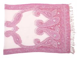 Палантин с вышивкой (шерсть 100%) № Тк903/146 - Ганг фото 2