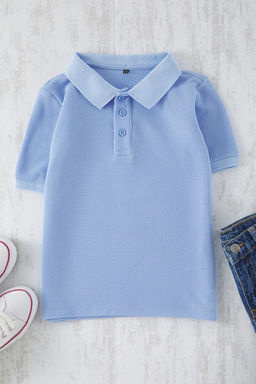 Yesil Erkek Cocuk Basic Regular/Normal Kal?p Polo Yaka K?sa Kol Orme T-Shirt TKDSS25TS00076