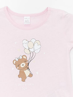 Bisiklet Yaka Bask?l? K?z Bebek Ti??rt - Waikiki фото 3