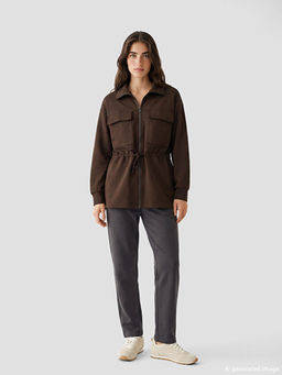 Dik Yaka Soft Touch Kad?n Fermuarl? Sweatshirt