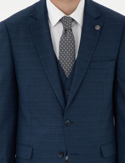 Lacivert Ex. Slim Fit Yelekli Tak_m Elbise