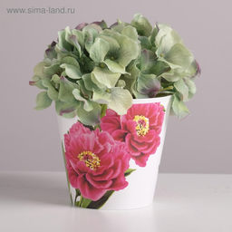 Кашпо для цветов «Пионы», 800 мл, d=12 см, h=11 см, пластиковое