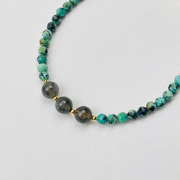 Браслет из Хризоколлы и Скополита "Кошачий глаз" 16,5 см +