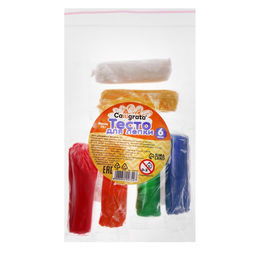 Цена за 3 шт. Тесто для лепки 6 цветов, 72 г Calligrata (на растительной основе), пакет зип-лок