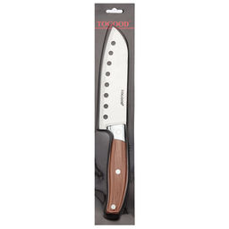 Форест Нож кухонный 160мм из нержавеющей стали, широкое лезвие с отверстиями, пластмассовая ручка под дерево, в блистере (Китай) - Домашняя мода фото 3
