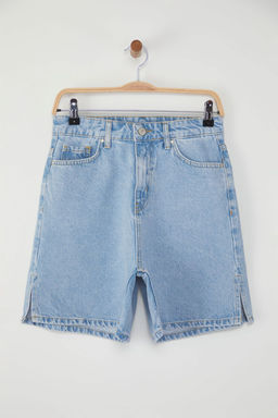 TRENDYOLMILLA Ac?k Mavi Pacas? Y?rtmac Detayl? Denim Bermuda TWOSS25SR00148  фото 6