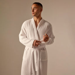Халат вафельный мужской SL HOME: Boho «Блан де Блан», размер S, хлопок 100%, белый