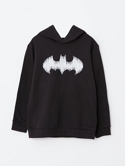 Kap??onlu Batman Bask?l? Uzun Kollu Erkek ?ocuk Sweatshirt