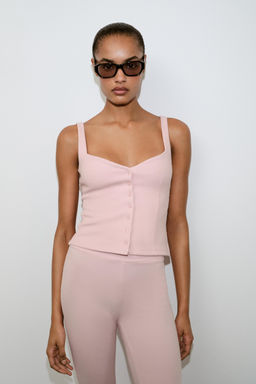 SWEETHEART NECKLINE TOP WITH BUTTONS - Zara фото 20