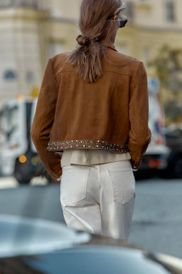 FAUX SUEDE STUDDED JACKET - Zara фото 6