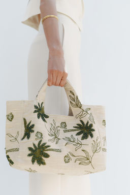 EMBROIDERED FABRIC TOTE BAG