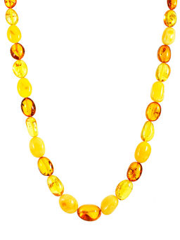 Бусы из натурального янтаря Оливка разноцветная