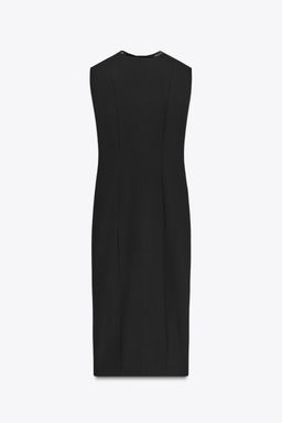 FAUX LEATHER TRIM MIDI DRESS - Zara фото 5