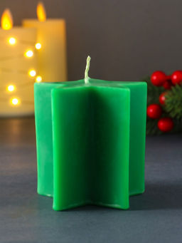 Свеча декоративная «Большая звезда», 75×75×75 мм, зелёная
