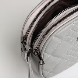 Сумка женская кросс-боди на молнии, 19×7×15 см, в клетку, серая
