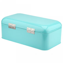 Хлебница сталь, глянцевая эмаль 42х22,5см h16см, s0,4мм, откидная крышка, цвет - бирюзовый, в индивидуальной коробке (Китай) - Домашняя мода фото 4