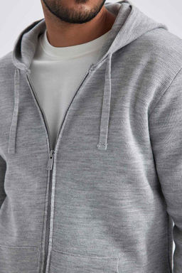 Толстовка на молнии с капюшоном стандартной посадки - Defacto фото 9