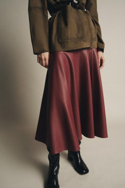ZW COLLECTION LEATHER EFFECT MIDI SKIRT - Zara фото 2
