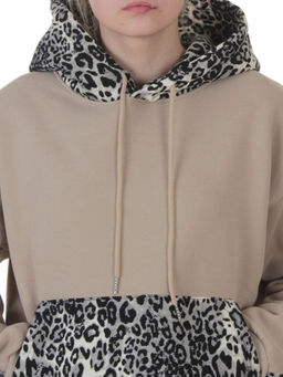 008 BEIGE/LEOPARD Костюм спортивный зимний женский (95% хлопок, 5% полиэстер)