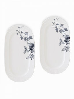 Набор тарелок сервировочных 2 шт, 25,2x13,5x2,1 белый фарфор