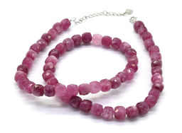 Бусы из камня кальцита граненые 7мм, цв.рубин, 45см