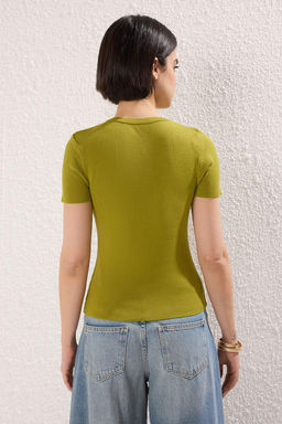 Yag Yesili Bisiklet Yaka Triko Ince Bluz TWOSS25BZ00300