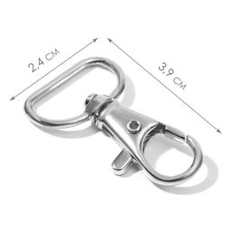 Цена за 2 шт. Карабин металлический, 39×24 мм / 20×2 мм, 6 шт., цвет серебряный