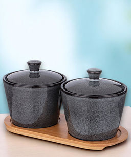 НАБОР БАНОК LEFARD GRAPHITE 2 ШТ. 300 МЛ 10*10*7,5 СМ НА ДЕР. ПОДСТАВКЕ фото 7