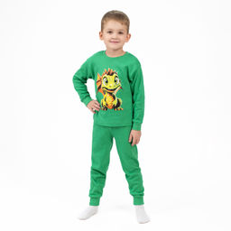 Пижама детская зеленая дракон ПЖ-1818 (110-116, 60)
