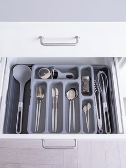 Органайзер для столовых приборов 31x35,5x5,5 серый полипропилен - Denastia фото 8