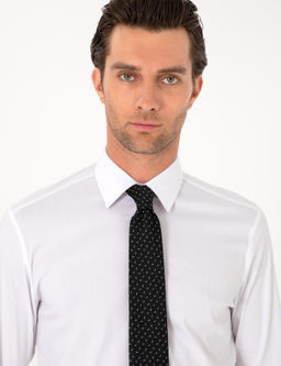 Beyaz Slim Fit Pamuk Kar___ml_ Klasik Yaka Basic G_mlek - Cacharel фото 2