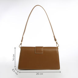 Сумка женская мессенджер TEXTURA на клапане, 26×8.5×14 см, светло-коричневая