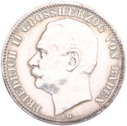 Монета 3 марки 1908 года G Германия (Баден)