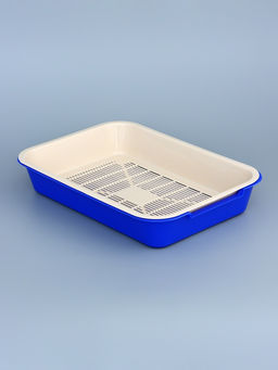 Туалет средний с сеткой 36×26×6.5 см, тёмно-синий/бежевый