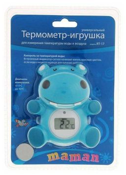Термометр-игрушка для воды и комнатной температуры в ассортименте бегемотик , цыпленок, уточка Maman (МАМАН) RT-17