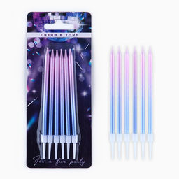 Цена за 2 шт. Свечи для торта Make a wish, 6 шт., 13×0.5 см